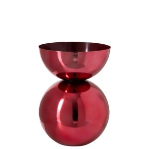VASE SHINY ROUND METAL CHRISTMAS RED LARGE