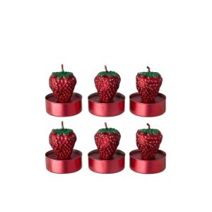 BOX OF 6 CANDLE STRAWBERRY PARAFFIN CHRISTMAS RED