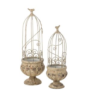 SET OF 2 FLOWERPOT METAL OFF-WHITE