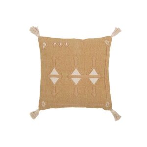 CUSHION TRIANGLES+TASSELS COTTON NATURAL/WHITE