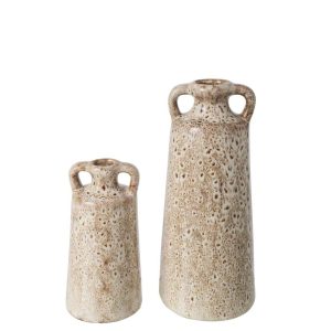 SET OF 2 VASE 2 HANDLES PORCELAIN TAUPE