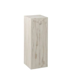 PEDESTAL RIBBED PAULOWNIA WOOD WHITE LARGE