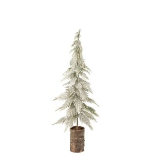 CHRISTMAS TREE SNOWY + WOODEN BASE POLYETHYLENE WHITE/NATURAL MEDIUM