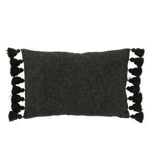 CUSHION TASSEL COTTON BLACK