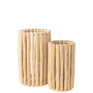 SET OF 2 LANTERN TEAK NATURAL