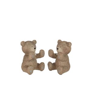 SET 2 BOOKEND TEDDY POLY LIGHT BROWN