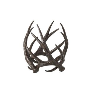 CANDLE HOLDER ANTLERS POLYRESIN BLACK