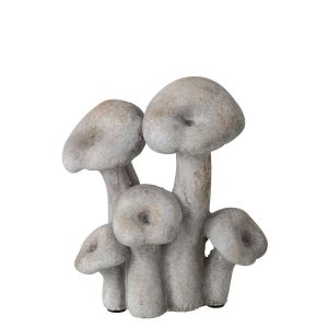 BUNCH OF 5 MUSHROOM CEMENT LIGHT BEIGE