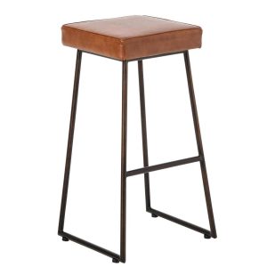 BAR STOOL LEATHER CAMEL