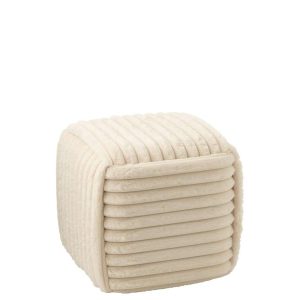 POUFFE  RIBBED MDF BEIGE