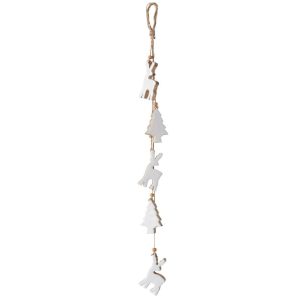 GARLAND 2 TREE + 3 REINDEER MANGO WOOD NATURAL/WHITE
