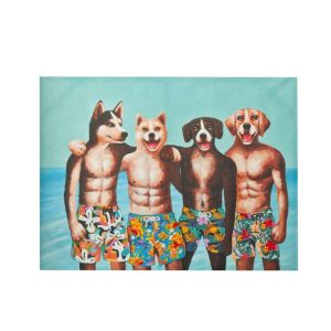 WALL DECORATION DOGS SWIMMING TRUNKS CANVAS/PAINT MIX