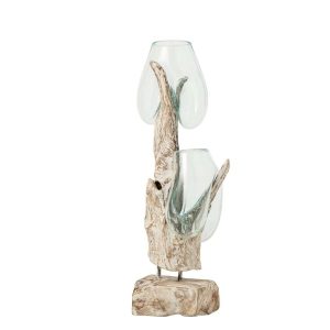 VASE ON BASE GLASS OFF-WHITE/TRANSPARENT EXTRA LARGE