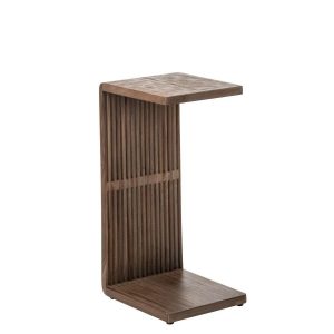 SIDE TABLE SLATED RECYCLED WOOD DARK BROWN
