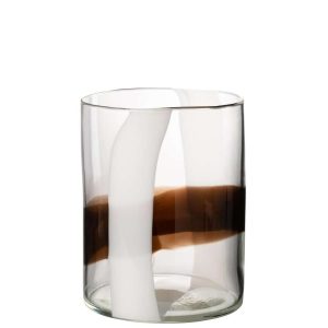 VASE IGGY GLASS WHITE/BROWN SMALL