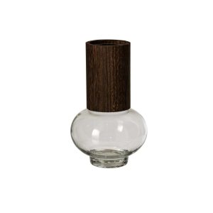 VASE JIM GLASS DARK BROWN/TRANSPARENT LARGE