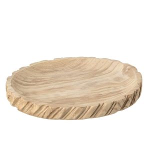 DECORATIVE TRAY CARVED PAULOWNIA WOOD NATURAL