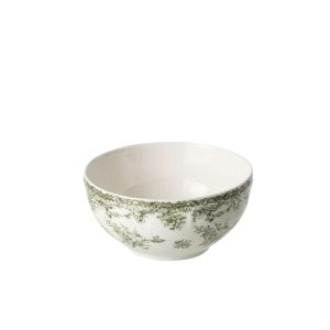 BOWL FLOWERS CERAMIC DARK GREEN/WHITE SMALL