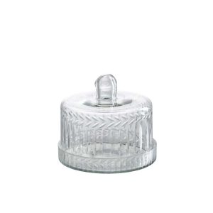 STORAGE JAR ROUND RELIEF GLASS TRANSPARENT SMALL