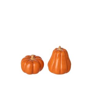 SALT & PEPPER PUMPKIN STONEWARE ORANGE