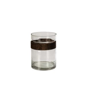 VASE CYLINDER GLASS DARK BROWN/TRANSPARENT SMALL