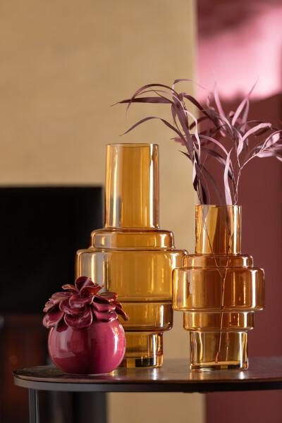 Vase glass i oker 36 cm