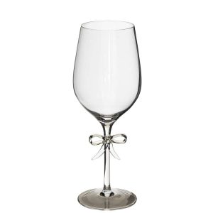 WINE GLASS RED BOW GLASS TRANSPARENT