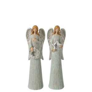ANGEL GLITTER POLYRESIN LIGHT BLUE/SILVER SMALL ASSORTMENT OF 2
