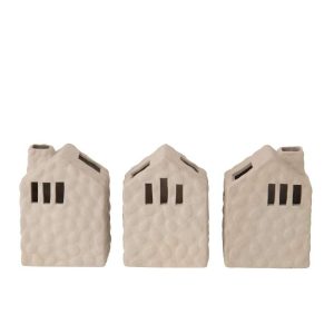 VASE HOUSE PORCELAIN GREIGE ASSORTMENT OF 3