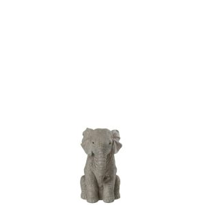 ELEPHANT SITTING POLY GREY SMALL