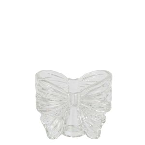 TEALIGHT HOLDER BOW TIE GLASS TRANSPARENT