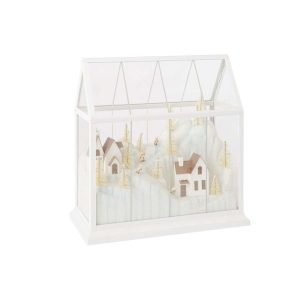 CHRISTMAS VILLAGE LED GLASS/SYNTHETIC WHITE/GOLD LARGE