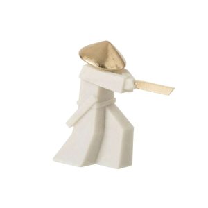 FIGURINE MARTIAL ART RESIN WHITE/GOLD