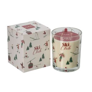 SCENTED CANDLE SKI CLUB WAX WHITE/CHRISTMAS RED LARGE