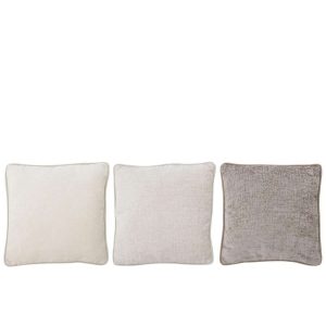 CUSHION CHENILLE POLYESTER ECRU/GREIGE ASSORTMENT OF 3