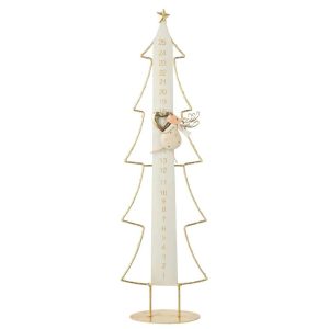 CHRISTMAS TREE LED ADVENT CALENDAR METAL WHITE/GOLD