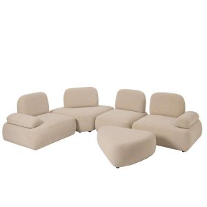 SET OF 5 MODULAR SOFA OLIVIA PLYWOOD/FABRIC ECRU