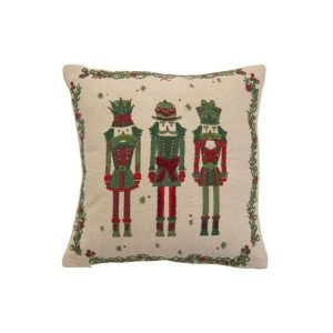 CUSHION NUTCRACKERS COTTON OFF-WHITE/DARK GREEN