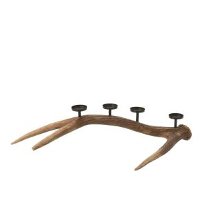 CANDLE HOLDER ANTLERS POLYRESIN BROWN SMALL