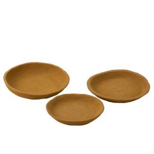 SET OF 3 PLATES PAPER MACHE YELLOW