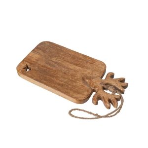 CUTTING BOARD REINDEER HEAD MANGO WOOD NATURAL MEDIUM