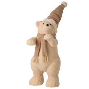 BEAR SCARF + HAT FABRIC BEIGE LARGE