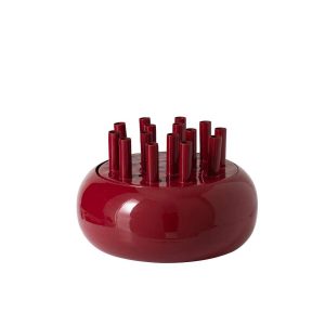 VASE LACQUERED ROUND METAL RED