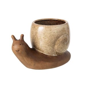 FLOWERPOT SNAIL STONEWARE BROWN/BEIGE