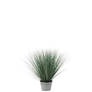 GRASSES IN POT METAL PLASTIC BLUE/GREEN LARGE