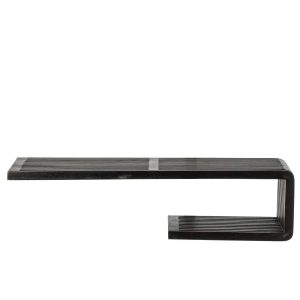 WALL SHELF SLATED RECYCLED WOOD BLACK LARGE