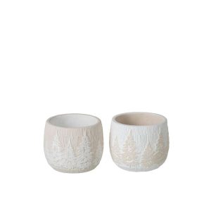 FLOWERPOT CEMENT WHITE/LIGHT BEIGE SMALL ASSORTMENT OF 2