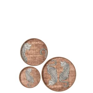 SET OF 3 WALL OBJECT TIGER ROUND MDF BROWN