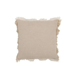 CUSHION FRINGES COTTON MUSLIN DARK BEIGE