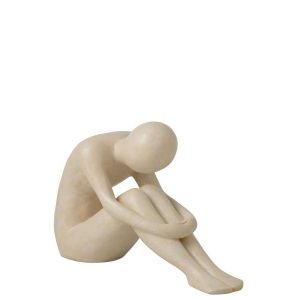 FIGURE ABSTRACT MAN POLYRESIN OFF-WHITE